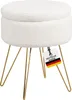 A white sherpa ottoman with gold hairpin legs sits on a white background. Náhled obrázku produktu