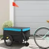 vidaXL Fahrradanhänger Schwarz und Blau 45 kg Eisen Produktbild-Vorschau 2
