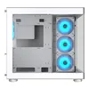 Interior view of a white computer case with blue LED fans. Podgląd zdjęcia produktu
