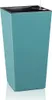 A tall, square, turquoise planter with a black interior and a water level indicator. Podgląd zdjęcia produktu
