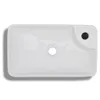 A top-down view of a white ceramic sink with a faucet hole and a drain hole. Náhľad obrázku produktu