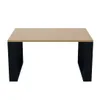 A coffee table with a light wood top and black legs, presented on a white background. Produktbild-Vorschau