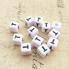 Perles pour lettres, 30 pièces, 6x6 mm, blanc avec noir, Voir les images du produit 1