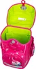 An open pink backpack with a green interior, decorated with stars and a unicorn graphic. Anteprima dell’immagine prodotto