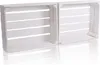 Two white wooden crates are placed side-by-side on a reflective white surface. Produktbild-Vorschau