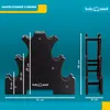 A diagram showing a black dumbbell rack with dimensions and branding. Náhľad obrázku produktu