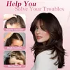 Clip-in pony van echt haar, dunne, donkerbruine pony, 10 Productafbeelding-voorbeeld 6