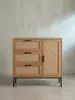 Kommode 80x82x36 cm Flurkommode Eiche-Nachbildung & Rattan, Produktbild-Vorschau 11