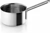 A stainless steel saucepan with a handle is shown against a white background. Anteprima dell’immagine prodotto