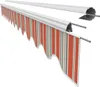 A striped awning fabric with a scalloped edge, shown partially extended from its housing. Produktbild-Vorschau