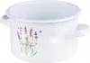 A white enamel pot with a lavender design and the word 'Lavender' written on it. Podgląd zdjęcia produktu