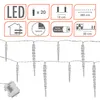 Product information graphics and a string of icicle-shaped LED lights. Náhled obrázku produktu