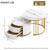 Merax 2-teiliges Couchtisch-Set Weiß in Nestform, runde Produktbild-Vorschau 7