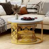 STILVORA Couchtisch Set 2-teilig, rund, Weiß Marmoroptik, Produktbild-Vorschau 3