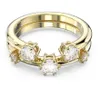 A close-up studio shot of a gold ring with clear stones. Produktbild-Vorschau