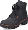 A black lace-up boot with a chunky heel and sole, shown from a three-quarter angle against a white background. Produktbild-Vorschau