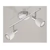A close-up shot of a white and chrome LED ceiling light fixture with two adjustable spotlights. Produktbild-Vorschau