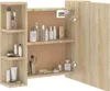 A close-up shot of a wooden bathroom cabinet filled with various cosmetic products. Anteprima dell’immagine prodotto