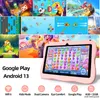 A collage of game screenshots and a pink tablet displaying a game, with feature icons and text below. Produktbild-Vorschau