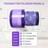 A product image showing a vacuum cleaner filter and its compatible models with dimensions. Produktbild-Vorschau