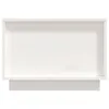 A white wooden couch table is shown from the front. Voir les images du produit