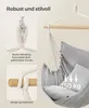 A close-up of a hanging chair with text highlighting its features and durability. Produktbild-Vorschau