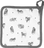Clayre & Eef Topflappen 20x20 cm Grau Weiß Baumwolle Katzen Produktbild-Vorschau 2