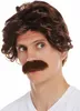 WIG ME UP Perücke Schnauzbart Braun 70er Retro Cop Produktbild-Vorschau 1