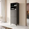 Vitrine Hochvitrine Beistellschrank ABETO 60 graphit 60 x Produktbild-Vorschau 1