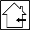 A black and white line drawing of a house with an arrow pointing into it. Produktbild-Vorschau
