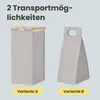 Two different styles of laundry baskets are shown side-by-side, labeled 'Variante A' and 'Variante B'. Produktbild-Vorschau