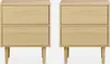 Two identical wooden nightstands with two drawers each, shown from the front. Anteprima dell’immagine prodotto