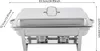 A stainless steel chafing dish with dimensions indicated by text overlays. Voir les images du produit