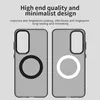 Two phone cases are shown side-by-side against a light gray background. The cases are transparent gray and feature a circular cutout for a magnetic charging ring, one black and one white. Produktbild-Vorschau