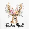 Camiseta para mujer, diseño "Chica guapa, ciervo, flores, Vista previa de la imagen del producto 3