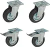 Four heavy-duty casters are displayed against a white background. Two are swivel casters, and two are swivel casters with brakes. Produktbild-Vorschau