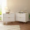 Set di 2 comodini bianchi con motivo a onde, 2 cassetti, Anteprima dell’immagine prodotto 4