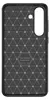 A black phone case with a geometric pattern and a cutout for the camera. Produktbild-Vorschau
