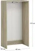 A product image of an open wardrobe with dimensions indicated. Produktbild-Vorschau