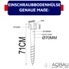 A diagram showing the dimensions and specifications of a screw-in ground sleeve. Produktbild-Vorschau
