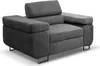A gray armchair with adjustable headrests is shown against a white background.