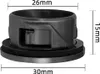 A black plastic end cap for a Dyson V6 vacuum cleaner, with dimensions indicated by measurement lines and text. Produktbild-Vorschau