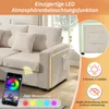 A close-up view of a beige sofa with LED lighting, showcasing its features and app control. Anteprima dell’immagine prodotto