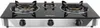 A three-burner gas stove with a black glass top and silver base. Anteprima dell’immagine prodotto