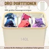 XINZI 140L Wäschekorb mit Deckel Wäschesammler 3 Fächer Produktbild-Vorschau 4