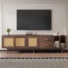 A modern living room with a TV stand and a TV mounted on the wall. Produktbild-Vorschau