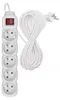 Prodlužovací kabel 10 m / 5 zásuvek / s vypínačem / bílý / PVC / 1 mm2 Náhled obrázku produktu
