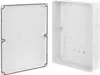 A white plastic electrical junction box and its lid are shown separately against a white background. Produktbild-Vorschau