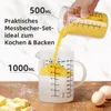 Messbecher Set Glas 500ml/1000ml hitzebeständig Messkanne Produktbild-Vorschau 2