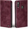 A burgundy flip case for a smartphone is shown from two angles. Produktbild-Vorschau